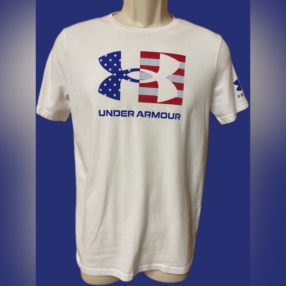 🇺🇸Under Armour White Flag T-Shirt Loose Youth XL